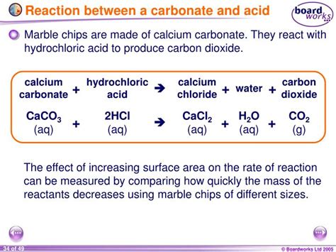 calcium carbonate chips and hydrochloric acid|Rate of Reaction .